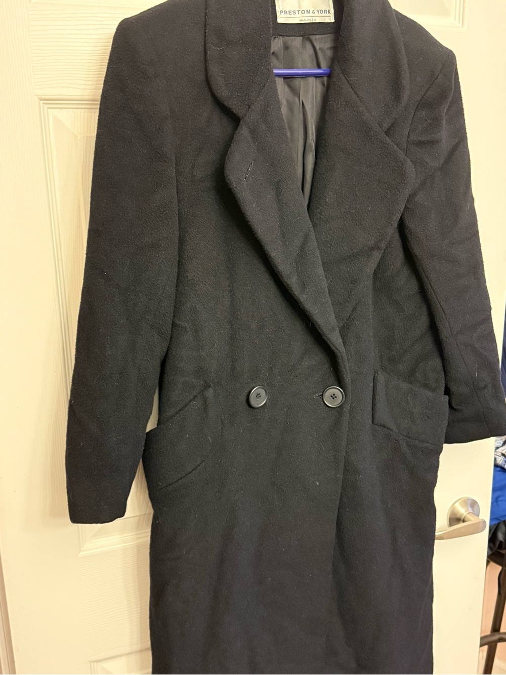 Preston & York Black Double-Breasted Long Trench Coat